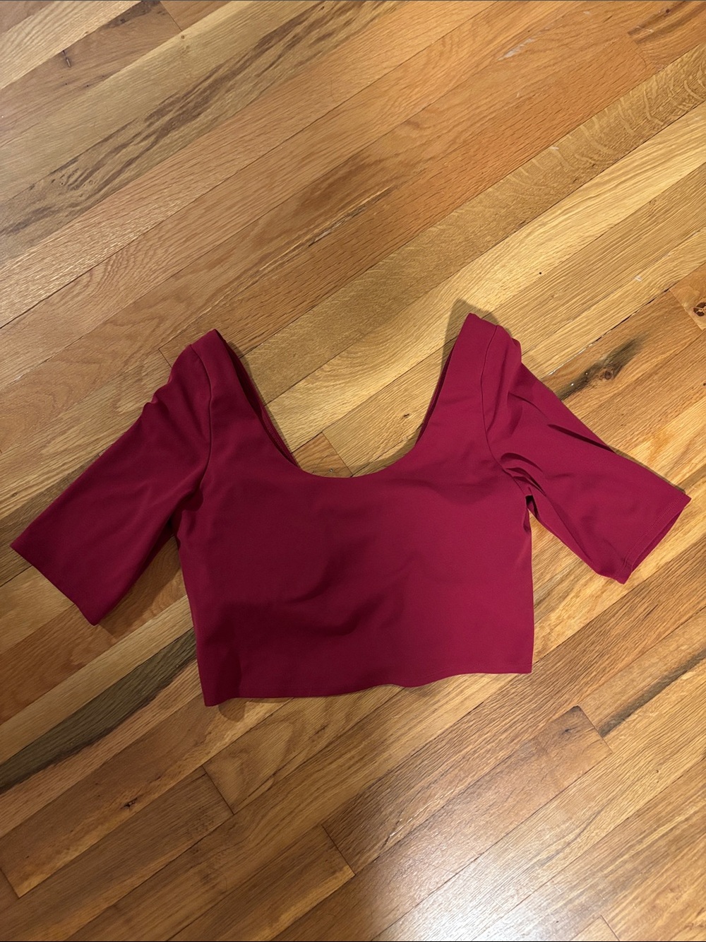 Women's Burgundy Scoop Neck Crop Top